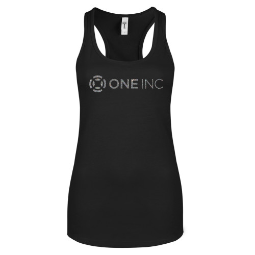  Next Level Womens Black Racerback Tank  - A Silver Soft Glitter