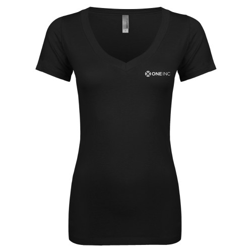  Next Level Womens Black Ideal V Tee - ONE INC