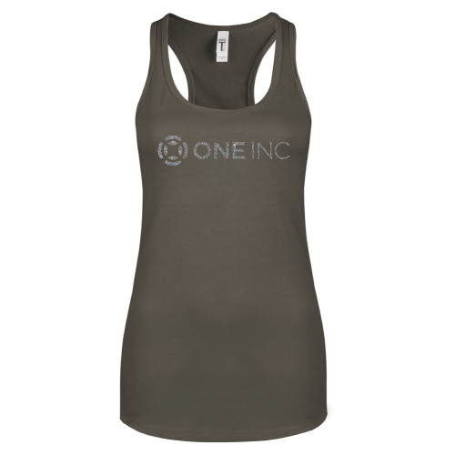  Next Level Womens Charcoal Racerback Tank - A Silver Soft Glitter