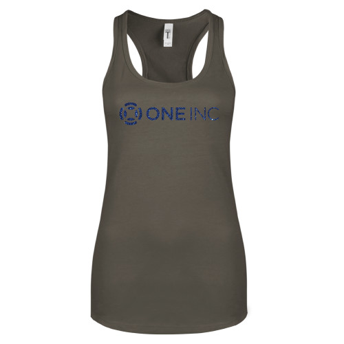  Next Level Womens Charcoal Racerback Tank - H Dark Blue Glitter
