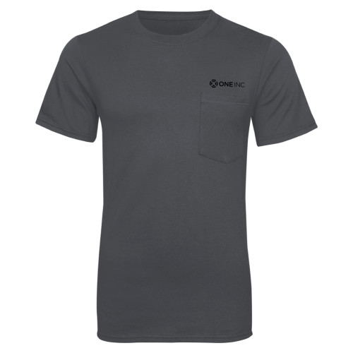  Charcoal T Shirt w/Pocket - ONE INC