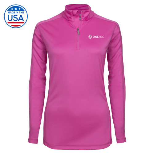  Syntrel Womens Raspberry Interlock 1/4 Zip - ONE INC