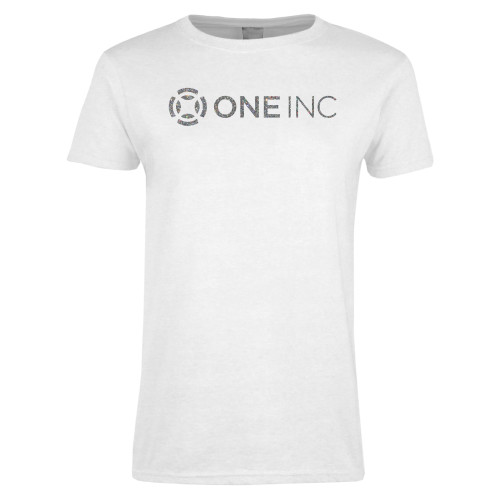  Womens White Short Sleeve Tee - A Silver Soft Glitter
