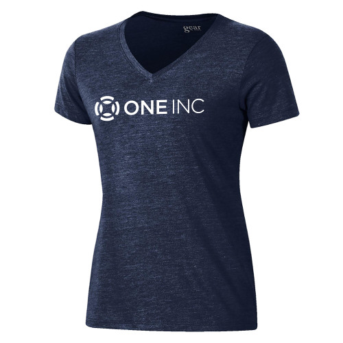  Gear Womens Navy Triblend VNeck Tee - ONE INC