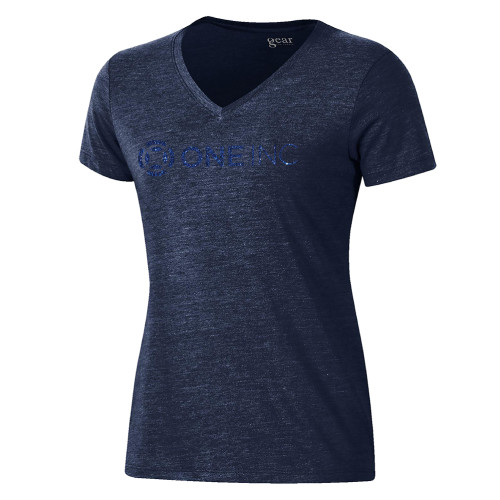  Gear Womens Navy Triblend VNeck Tee - H Dark Blue Glitter
