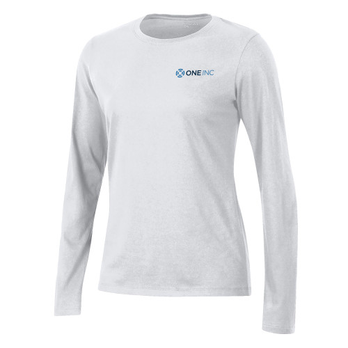  Gear Womens White Long Sleeve Tee - ONE INC