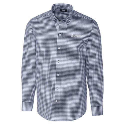  Cutter & Buck Navy Gingham Long Sleeve Button Down - ONE INC
