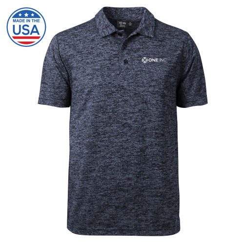  Navy Honeycomb Jacquard Polo - ONE INC