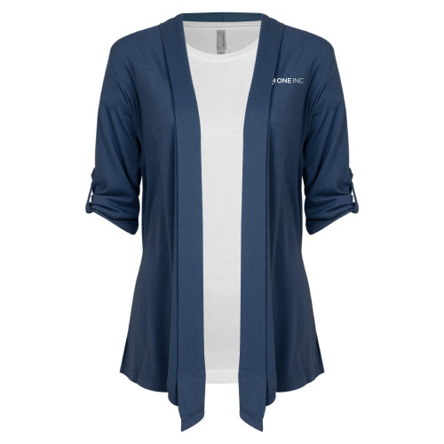  Womens Navy Drape Front Cardigan Sweater  - ONE INC
