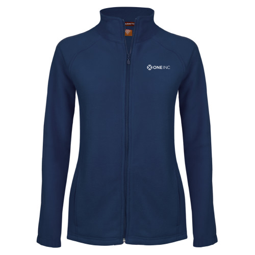  Womens Navy Fleece Full Zip Jacket - ONE INC