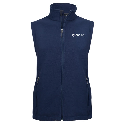  Navy Fleece Full Zip Vest - ONE INC