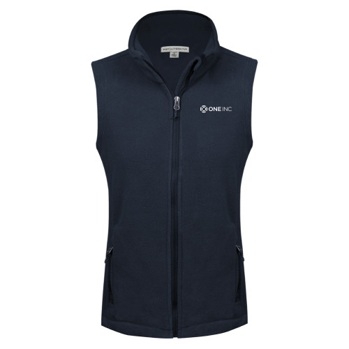  Womens Navy Fleece Full Zip Vest - ONE INC