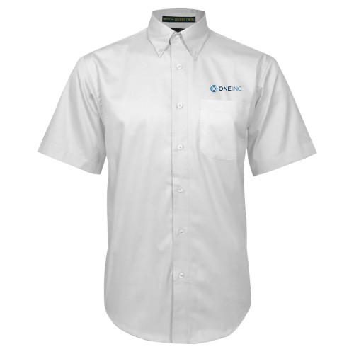  White Twill Button Down Short Sleeve - ONE INC