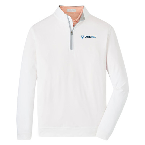  Peter Millar White Perth Performance 1/4 Zip - ONE INC