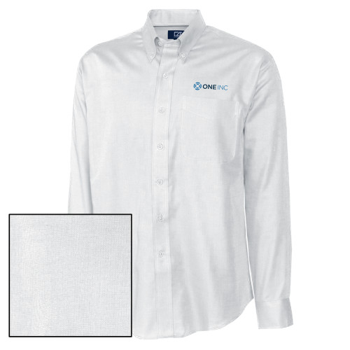  Cutter & Buck Nailshead Long Sleeve Button Down White - ONE INC