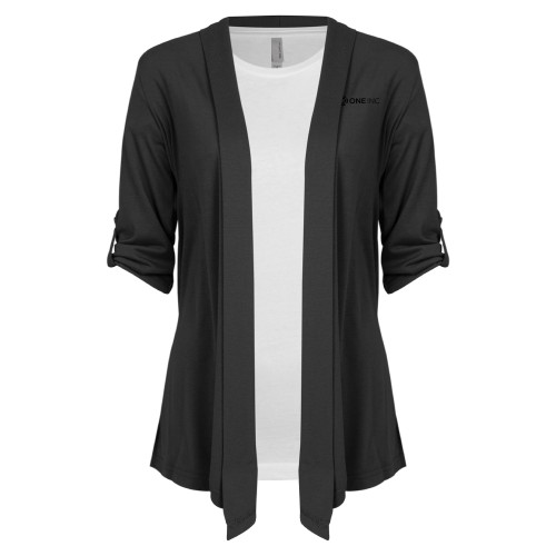  Womens Grey Drape Front Cardigan Sweater - ONE INC