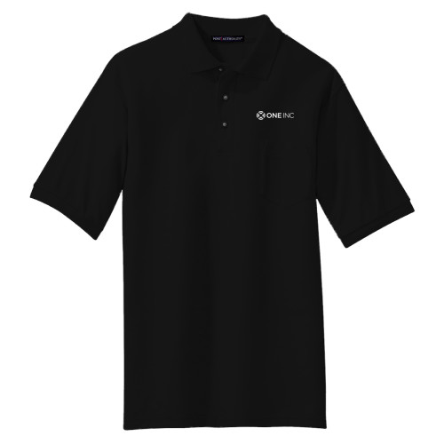  Black Silk Touch Polo w/ Pocket - ONE INC