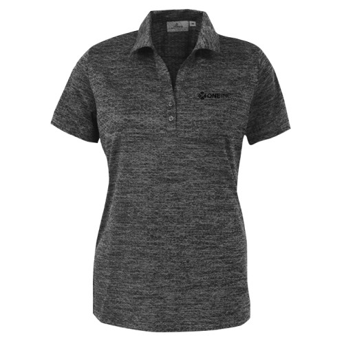  Womens Charcoal Honeycomb Jacquard Polo - ONE INC