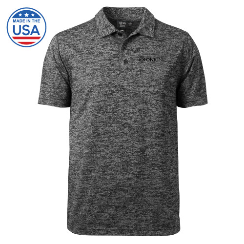  Charcoal Honeycomb Jacquard Polo - ONE INC