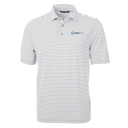 C&B Grey Virtue Eco Pique Stripe Polo - ONE INC