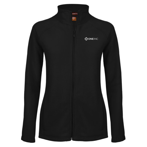  Womens Black Fleece Full Zip Jacket - ONE INC