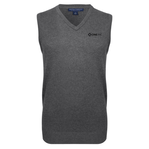  Charcoal VNeck Sweater Vest - ONE INC