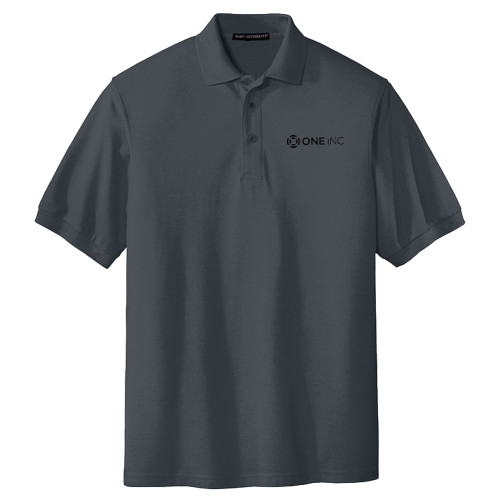  Extended Charcoal Silk Touch Polo - ONE INC - PLUS