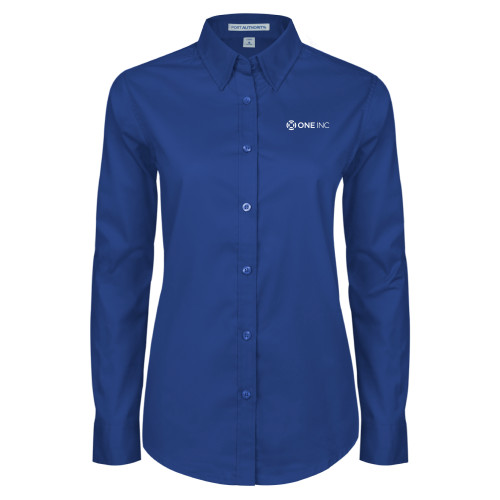  Womens Royal Twill Button Down Long Sleeve  - ONE INC