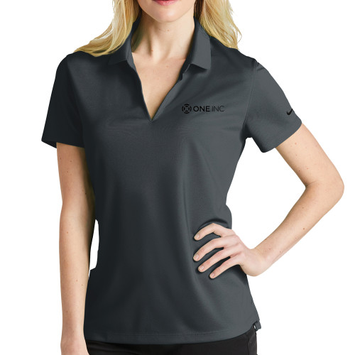  Nike Womens Charcoal Dri Fit Micro Pique Polo - ONE INC