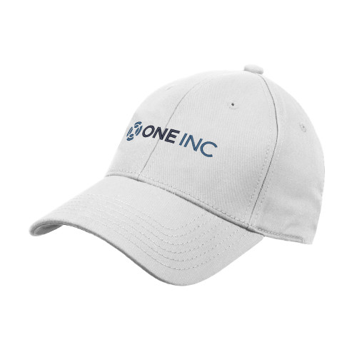  White Structured Adjustable Pro Style Hat - ONE INC