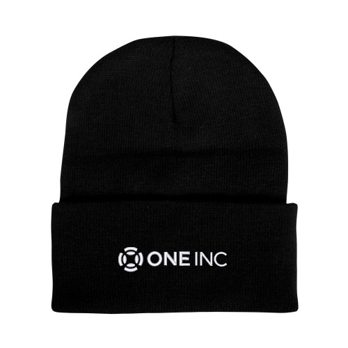  Black Knit Beanie w/Cuff - ONE INC