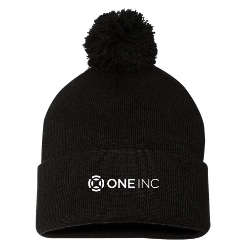  Sportsman Black Pom Pom Cuffed Beanie - ONE INC
