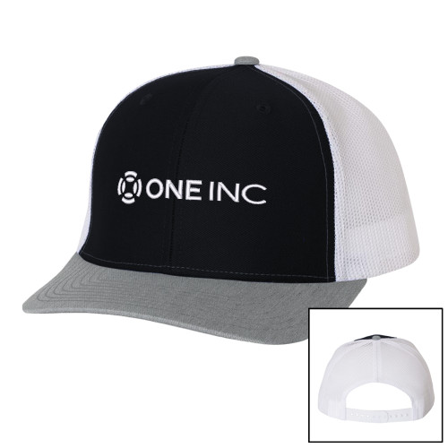  Richardson Black/White/Heather Trucker Hat - ONE INC