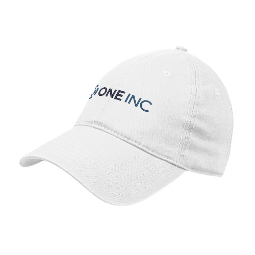  White Unstructured Adjustable Low Profile Hat - ONE INC