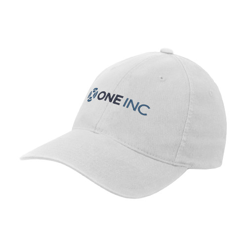  White Flexfit Structured Low Profile Hat - ONE INC