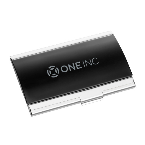 Dawlings Black Curved Business Card Holder - ONE INC Engraved