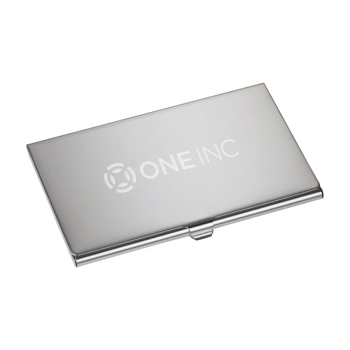  Traverse Silver Business Card Holder - ONE INC Engraved