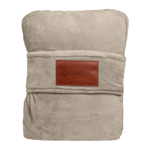 Tan Leeman Duo Travel Pillow Blanket - ONE INC Engraved