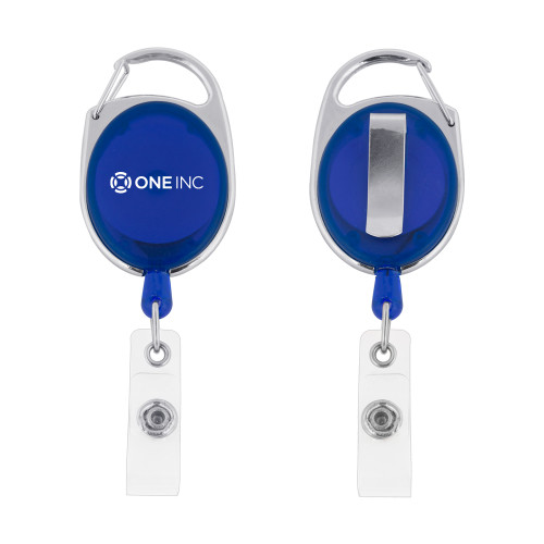  Blue Oval Retractable Badge Holder w/Clip - ONE INC