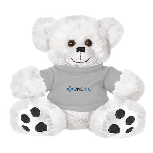  Plush Big Paw 8 1/2 inch White Bear w/Grey Shirt - ONE INC