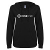 Thumbnail image for  ENZA Womens Black V Notch Raw Edge Fleece Hoodie