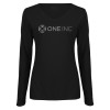 Thumbnail image for  Womens Black Long Sleeve V Neck Tee 