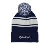 Thumbnail image for  Navy/White Two Tone Knit Pom Beanie w/Cuff