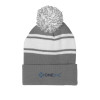 Thumbnail image for  Grey/White Two Tone Knit Pom Beanie w/Cuff