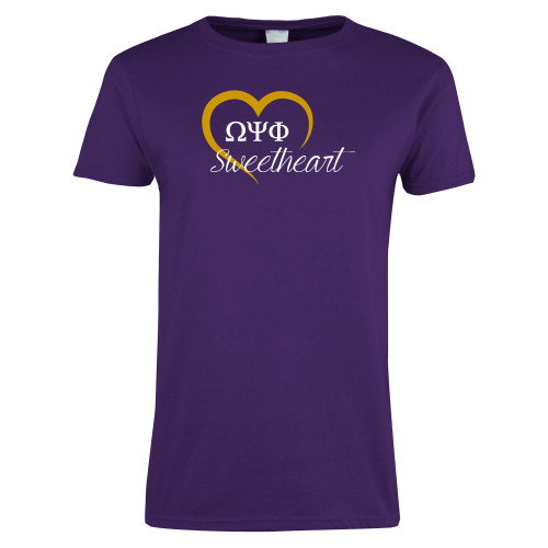 Womens Purple Short Sleeve Tee-Sweetheart
