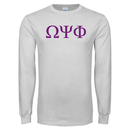 White Long Sleeve T Shirt-Greek Letters