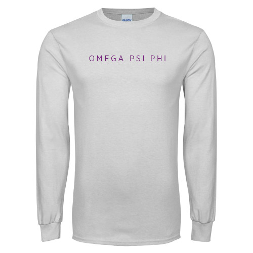 White Long Sleeve T Shirt-Omega Psi Phi