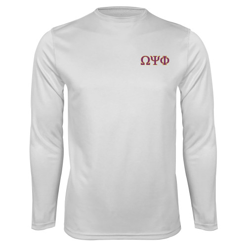 White Performance Long Sleeve Shirt-Greek Letters - 2 Color