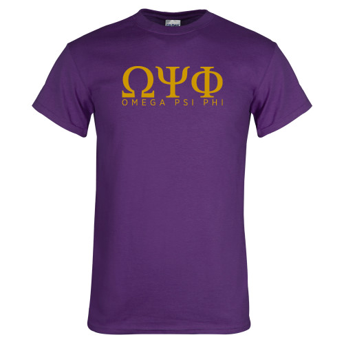 Purple T Shirt-Greek Letters Omega PSI Phi Stacked