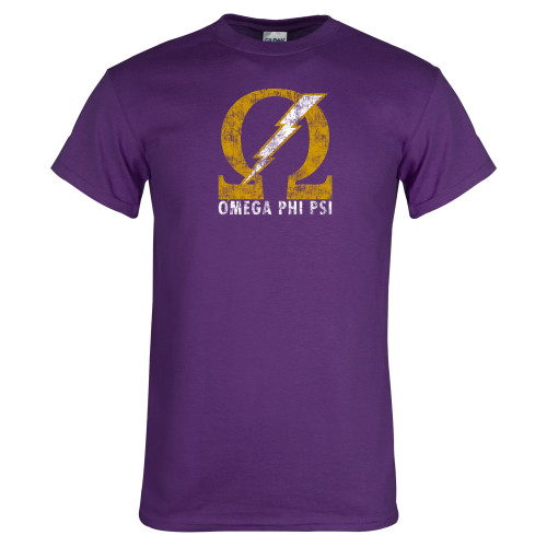 Purple T Shirt-Omega Lightening Distressed